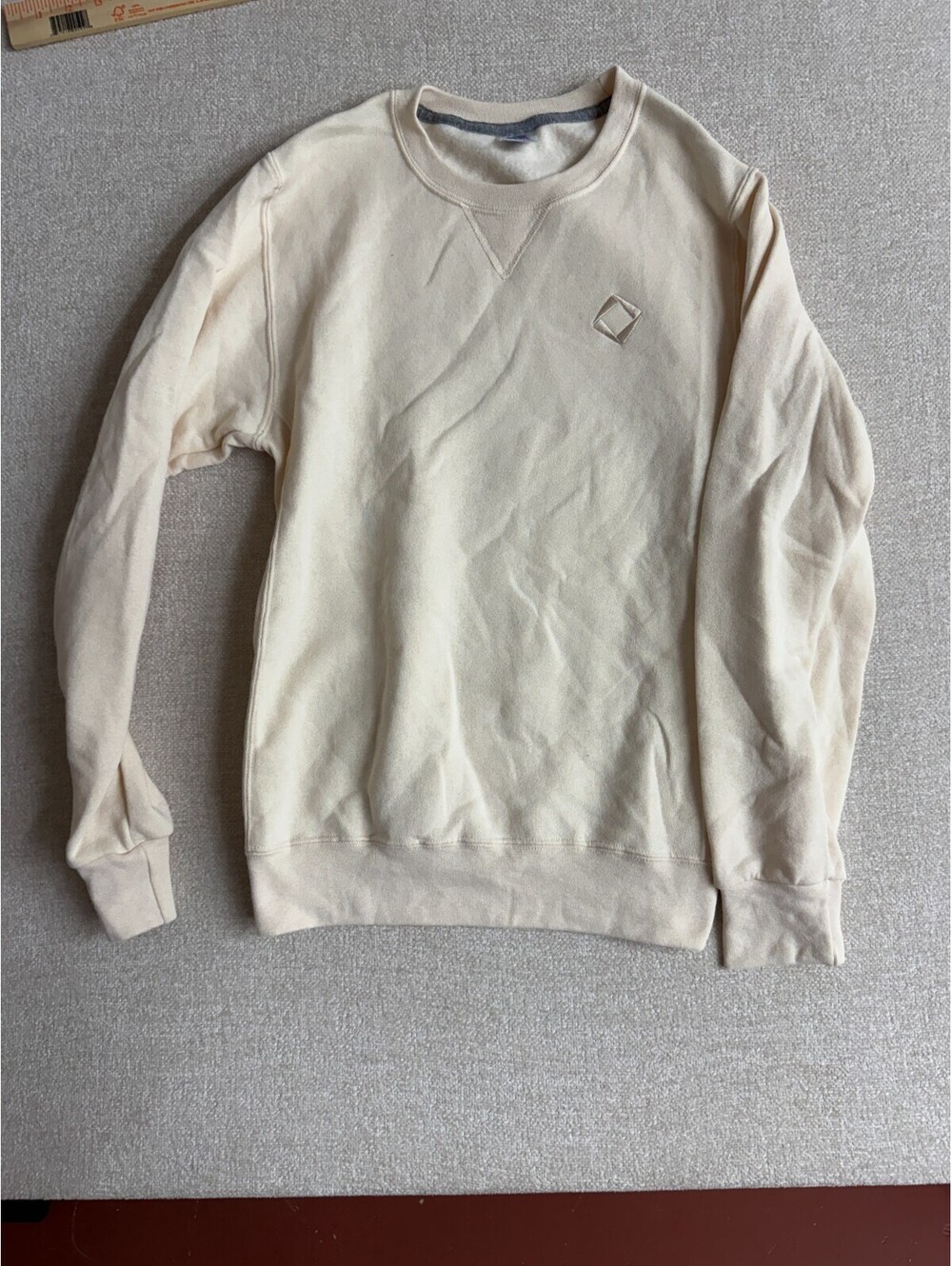 Russell Athletic Vintage Cream Off-White Crewneck Sweatshirt Embroidered Logo S
